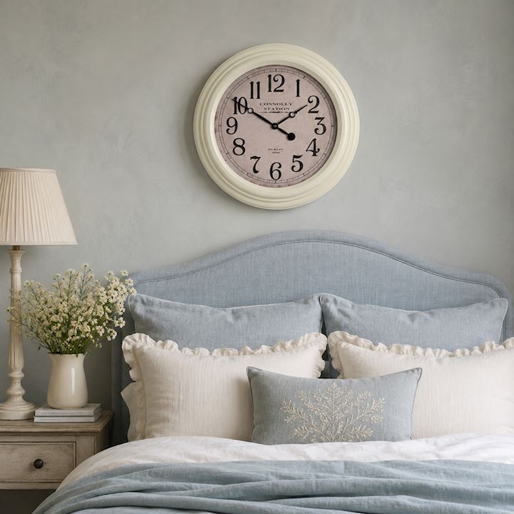 CREAM CONNOLLY STATION WALL CLOCK 42x42cm